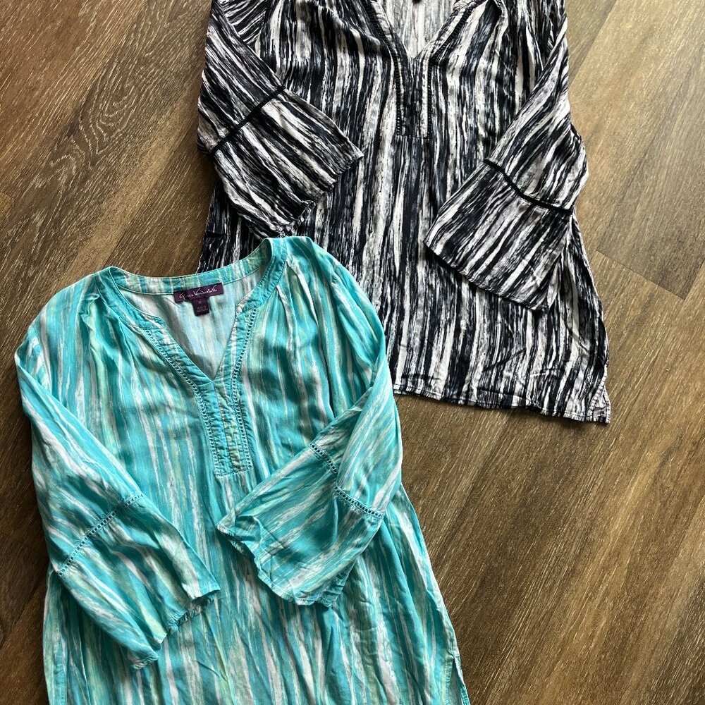 Gloria Vanderbilt Nova Paint Splash Size XL Blouses Lot of 2